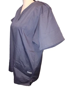NUOVO UA Scrubs donna top medio grigio tasca infermiere veterinario dentista manica corta scollo a V - Foto 1 di 8