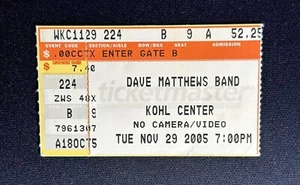2005 Dave Matthews Band Kohl Center Madison Wisconsin biglietto concerto stub 29 novembre - Foto 1 di 2