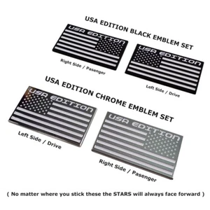 (Pair) Brand New 3D Chrome USA Edition American Flag Emblem Car Truck Cycle RV - Bild 1 von 9