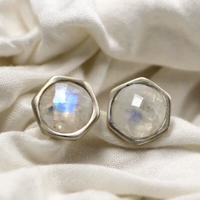 Joyería de Plata de Ley 925 Piedra Lunar Hecha a Mano 2.5 Cm Gemelos Regalo de Cumpleaños Foto 1 de 4