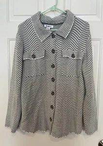 William Rast Women's Cardigan Sweater Button Up Size M Gray White Chevron NWT - Picture 1 of 4