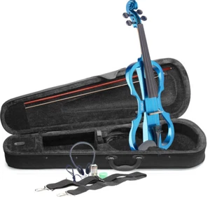 Stagg Electric Violin Combo Starter Student Package - Metallic Blue - Picture 1 of 4