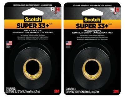 SCOTCH® 3M 33+TM Vinyl Electrical Tape 3/4X450 Vinyl Plastic Indoor Outdoor use 2 Pack