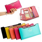 Womens Cute Bow Long Leather Thin Wallet Purse Multi ID Credit Card Holder Case 