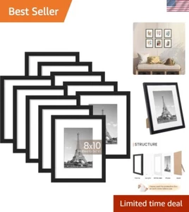 Set of 10 Sturdy 8x10 Black Picture Frames for Stylish Wall or Tabletop Decor - Picture 1 of 8