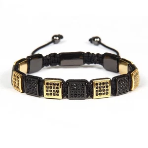 Gold & Black Square Beads Bracelet - Picture 1 of 2
