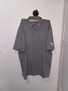 Peter Millar Luxury Summer Comfort Polo Mens Large Blue Stripe Bird Flight Logo - Picture 1 of 4