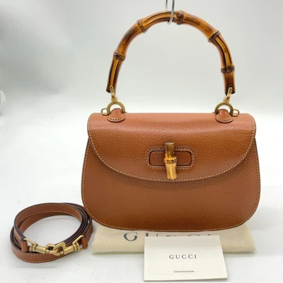 Auténtico bolso bidireccional Gucci con asa de bambú de cuero marrón 000-2113-0188 con bolsa para el polvo SK100351 Foto 1 de 4