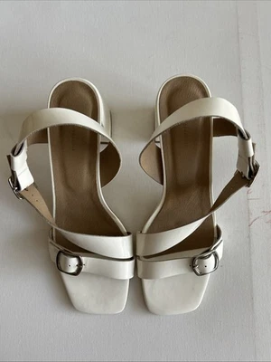 Sandalias ANTHROPOLOGIE charol blanco tacón bloque talla 9/40 Portugal ¡COMO NUEVAS! Foto 1 de 4