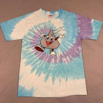 Camiseta Hershey's Anvil Para Hombre S Azul Tie Dye De Colección 2003 Gráfico Hershey's Kiss Foto 1 de 4