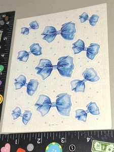 vintage stickers Hallmark Beautiful  Blue Bows Ribbons  1 Sheet  - Picture 1 of 4