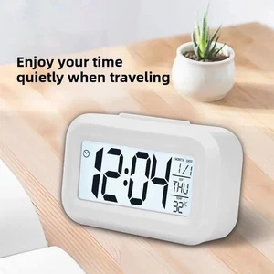 Digital Bedside LED Snooze Alarm Clock Time Temperature Day/Night Mode Clock UK - Picture 1 of 16
