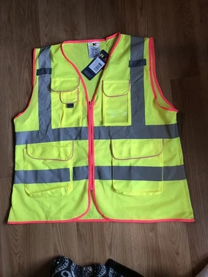 New NKE High Visibility Reflective Safety Vest XL Yellow / Pink Trim - Image 1 of 3