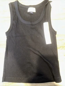 Camiseta sin mangas para mujer ajustada acanalada encogida - hilo universal negra talla S. Nueva con etiquetas Q - Imagen 1 de 5