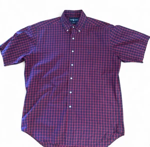 Ralph Lauren Blake Uomo Medium S/S Rosso Plaid Manica Corta Bottoni RACK - Foto 1 di 6