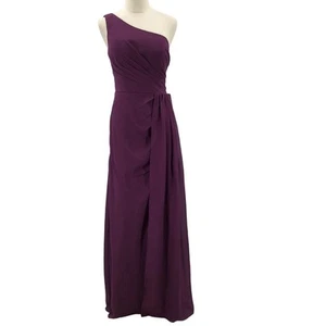 FORMAL 8 M Purple Sleeveless Slit One-Shoulder Bridesmaid Maxi Dress NWT B61 - Picture 1 of 8