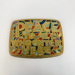 1966 Terra Sancta Guild PEACE TO ALL WHO ENTER HERE Brass Plaque Religion Mosaic - Picture 1 of 9