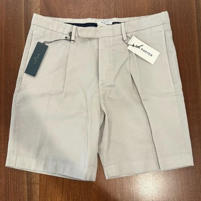 Pantalones Cortos Boglioli Plisados Algodón Lino - 46 - Beige - Nuevos con Etiquetas Foto 1 de 4