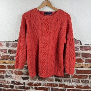 Vintage Abercrombie & Fitch Sweater Mens Large Red Cable Knit Crewneck Pullover - Picture 1 of 5