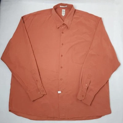 Camisa vintage Birmania Bibas Lyocell mezcla salmón manga larga abotonada para hombre XXL Foto 1 de 4