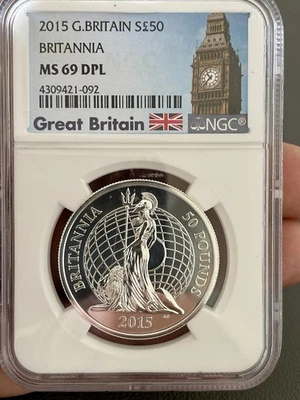 2015 Great Britain Silver £50 Britannia MS-69 DPL (F208) - Image 1 of 4