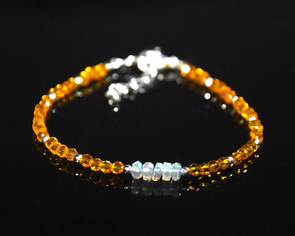 Ethiopian Opal and Citrine Beaded Bracelet with Sterling Silver Clasp - Image 1 of 4