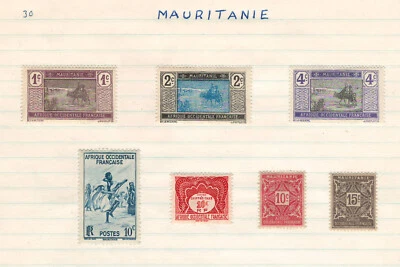 Estampillas muy finas de Mauritania francesa montadas en lista Foto 1 de 3