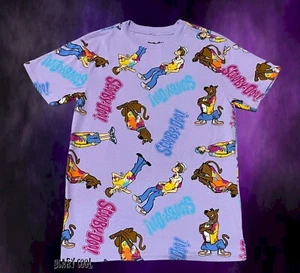 New Scooby Doo All Over Print Shaggy Mens Vintage Throwback T-Shirt - Picture 1 of 2