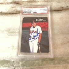 1988 Mother’s Cookies Will Clark SIGNED AUTOGRAPHED CARD PSA/DNA MVP GIANTS