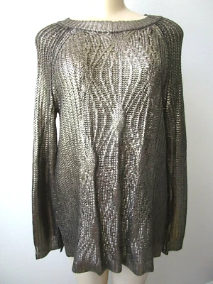 Metallic Gold Sweater Antonio Melani Pullover Long Sleeve Size M NEW - Image 1 of 4