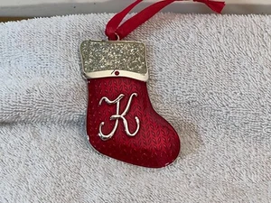 Christmas ornament enamel stocking Letter K Harvey Lewis OH9538 - Picture 1 of 3
