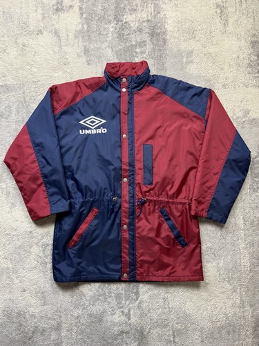 COACH Giacca cappotto manager calcio Umbro vintage blu navy bordeaux anni 90 taglia large uomo