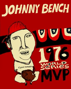 Johnny Bench Cincinnati Reds 1976 World Series MLB Baseball Wall Art Poster 8x10 - Picture 1 of 5