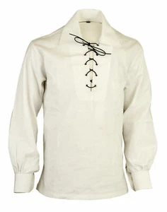 Creme Schottische Hochland Jacobite Jakobinische Ghillie Kilt Hemd -tc - Picture 1 of 1