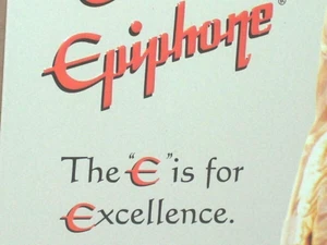 EPIPHONE -the E is for Excellence- GIBSON GUITAR Old Sign DATED '97-Looks Unused - Picture 1 of 15