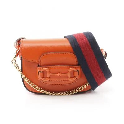 GUCCI Mini Horsebit 1955 2way chain Shoulder Bag 726863 leather Orange Used - Bild 1 von 4