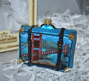 NEW IMPULS SAN FRANCISKO Glass Christmas Ornament CITY SCENES SUITCASE Poland - Bild 1 von 2