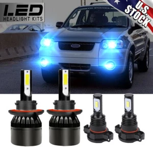 For Ford Escape 2008-2012 4x 8000k Ice Blue LED Headlights + Fog Light Bulbs kit - Picture 1 of 12