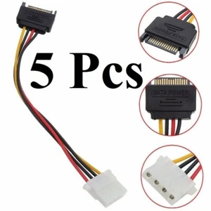 5 x câble adaptateur d'entraînement mâle femelle 4 broches câble vers Molex IDE SATA 15 broches - Photo 1/7