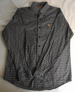 Cinch Black Geometric Pattern Button Up Long Sleeve Western Shirt Mens Size XS