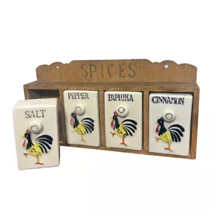 VTG “Fred Robert’s” Rooster 4 Jar Spice Rack - Picture 1 of 17
