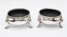 GEORGE II STERLING SILVER CAULDRON SALT CELLARS London 1729 EDWARD WOOD