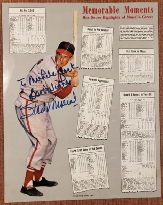 Stan Musial AUTO 8x10 Cardinals Memorable Moments Baseball Signed Photo JSA HOF - Image 1 of 4