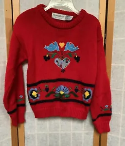 Vintage~The Eagle's Eye~Hearts and Birds Sweater~Girls Sz M (10-12) - Picture 1 of 7