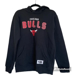 Chicago Bulls Kids Hoodie Sweater Size 14 Black NBA Fleece Lined Pockets Anko - Picture 1 of 8