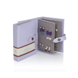 Little Little Book of Earrings Small Lilac Jewellery Box Travel Compact Storage - Picture 1 of 1