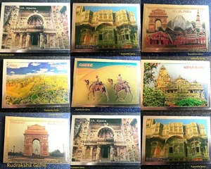 INDIA CITY SOUVENIR FRIDGE MAGNET TAJ MAHAL CAMELS JAIPUR KHAJURAHO DELHI AJANTA - Picture 1 of 8