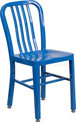 Mid-Century Blue 'Navy' Style Dining Chair Cafe Patio Restaurant In-Outdoor - Image 1 of 4