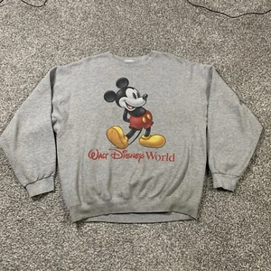 Vintage Mickey Mouse Crewneck Sweatshirt Mens Large Grey Walt Disney World - Picture 1 of 5