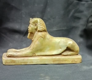 Antique Egyptian Sphinx Statue Hand Carved Stone Figurine Collectible Decor BC - Picture 1 of 18